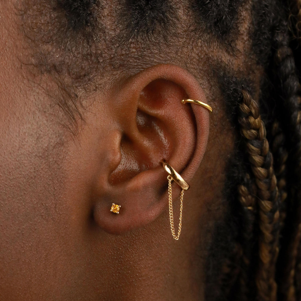18k Gold Plated Jewellery - November Birthstone Stud Earrings in Gold with Citrine CZ - Stud Earrings - Astrid &amp; Miyu