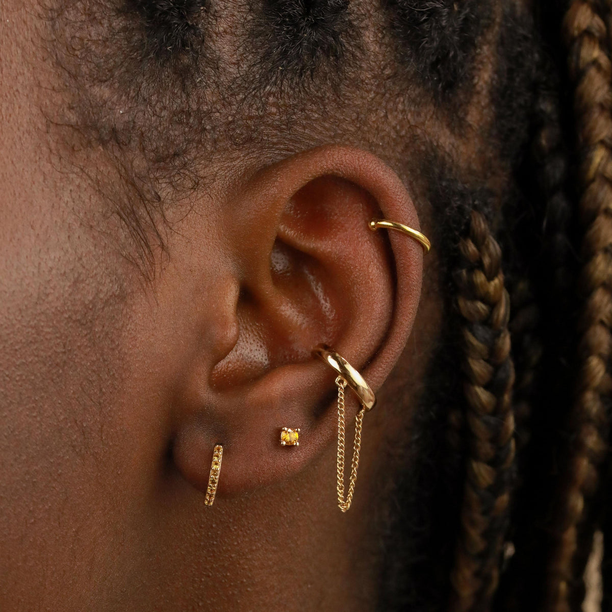 18k Gold Plated Jewellery - November Birthstone Huggies in Gold with Citrine CZ - Huggies - Astrid &amp; Miyu