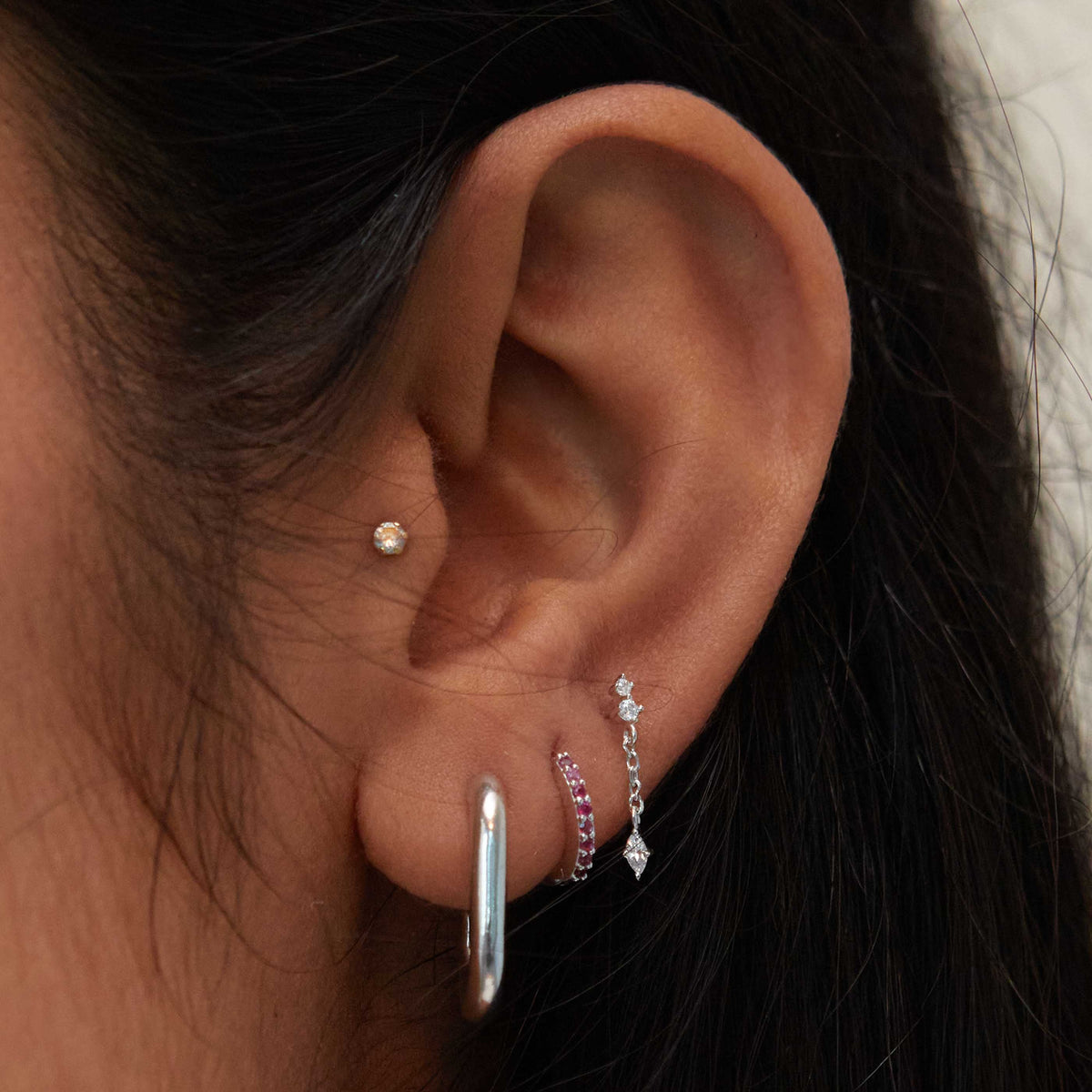 Birthstone Earrings - February Birthstone Huggies in Silver with Amethyst CZ - Huggies - Astrid &amp; Miyu