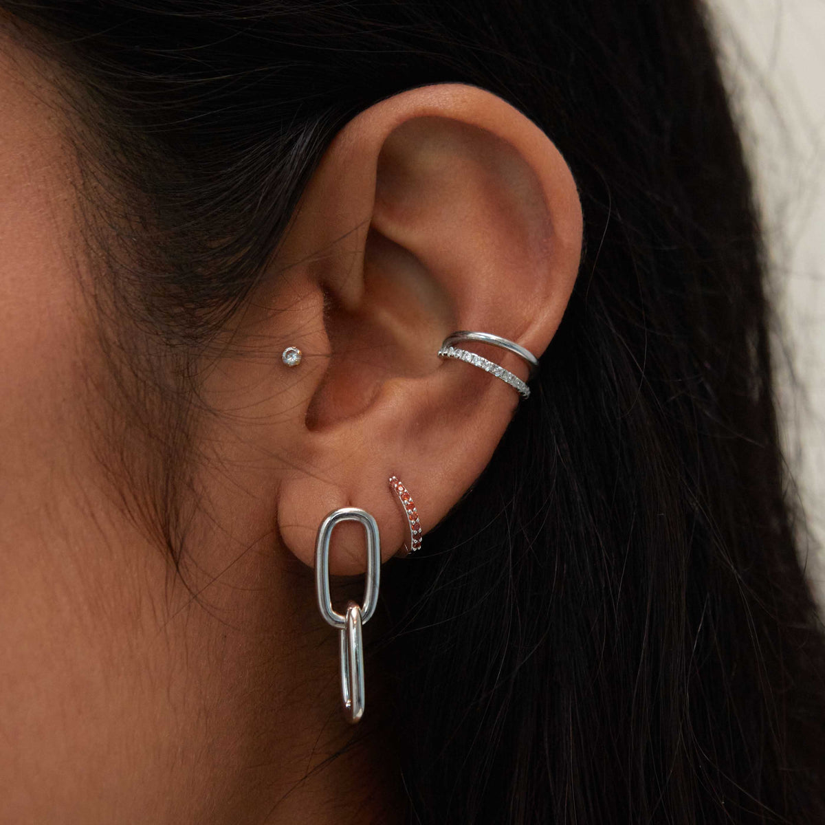 Birthstone Earrings - July Birthstone Huggies in Silver with Ruby CZ - Huggies - Astrid &amp; Miyu