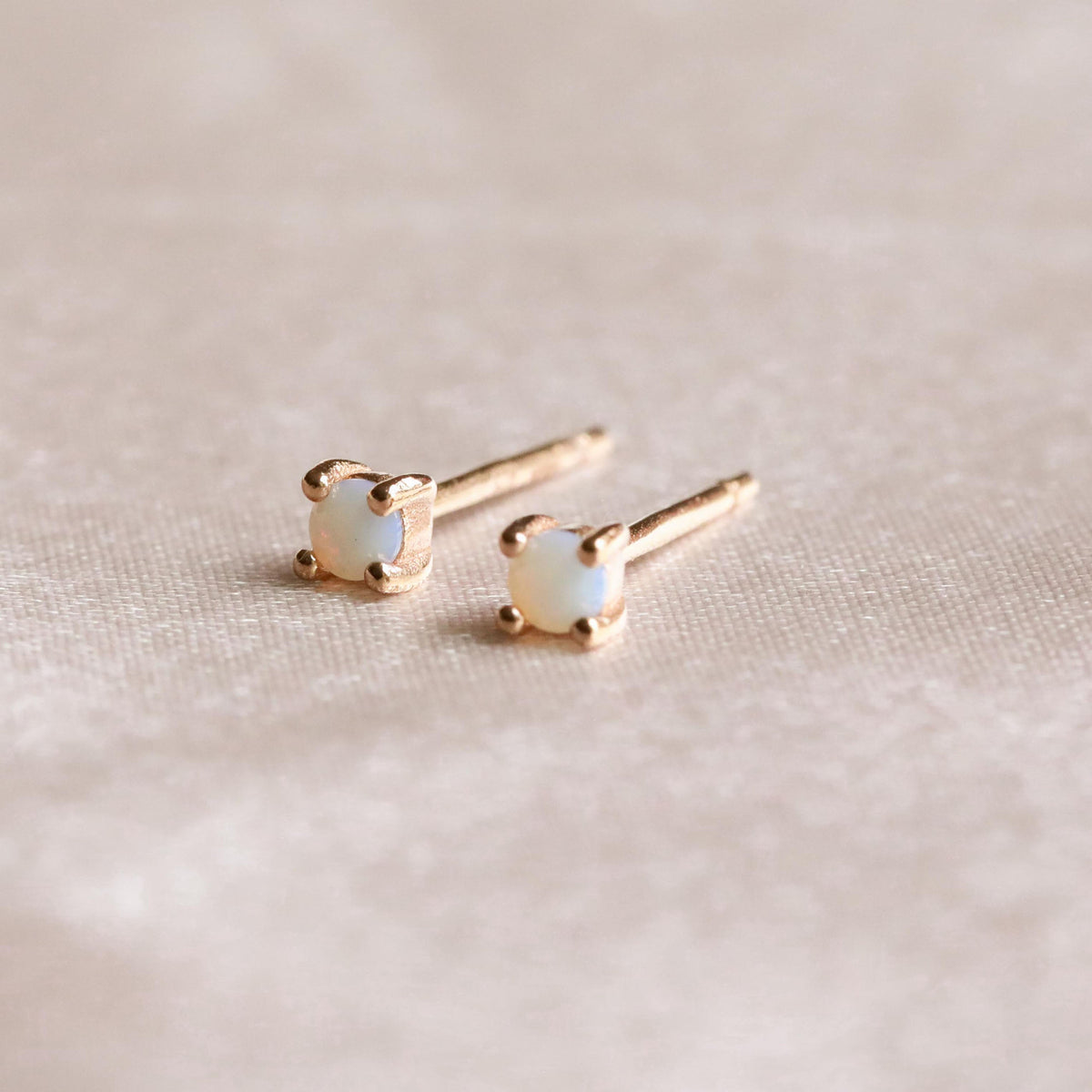 18k Gold Plated Jewellery - June Birthstone Stud Earrings in Gold with Moonstone CZ - Stud Earrings - Astrid &amp; Miyu