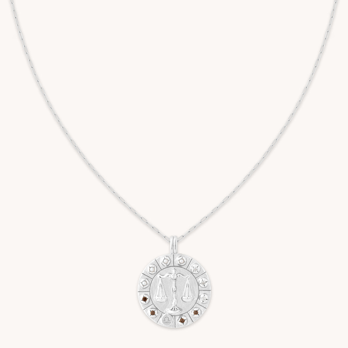 Libra Bold Zodiac Pendant Necklace in Silver
