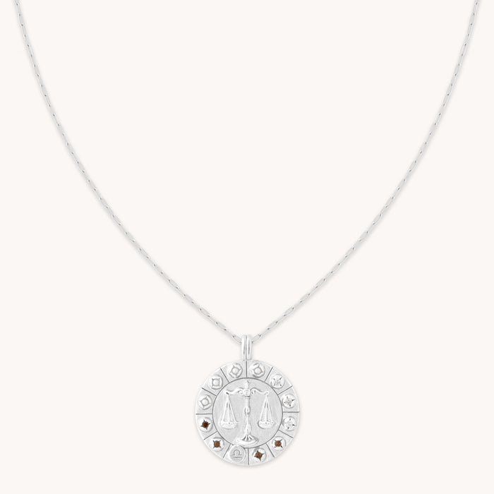 Libra Bold Zodiac Pendant Necklace in Silver