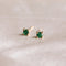 18k Gold Plated Jewellery - May Birthstone Stud Earrings in Gold with Emerald CZ - Stud Earrings - Astrid &amp; Miyu