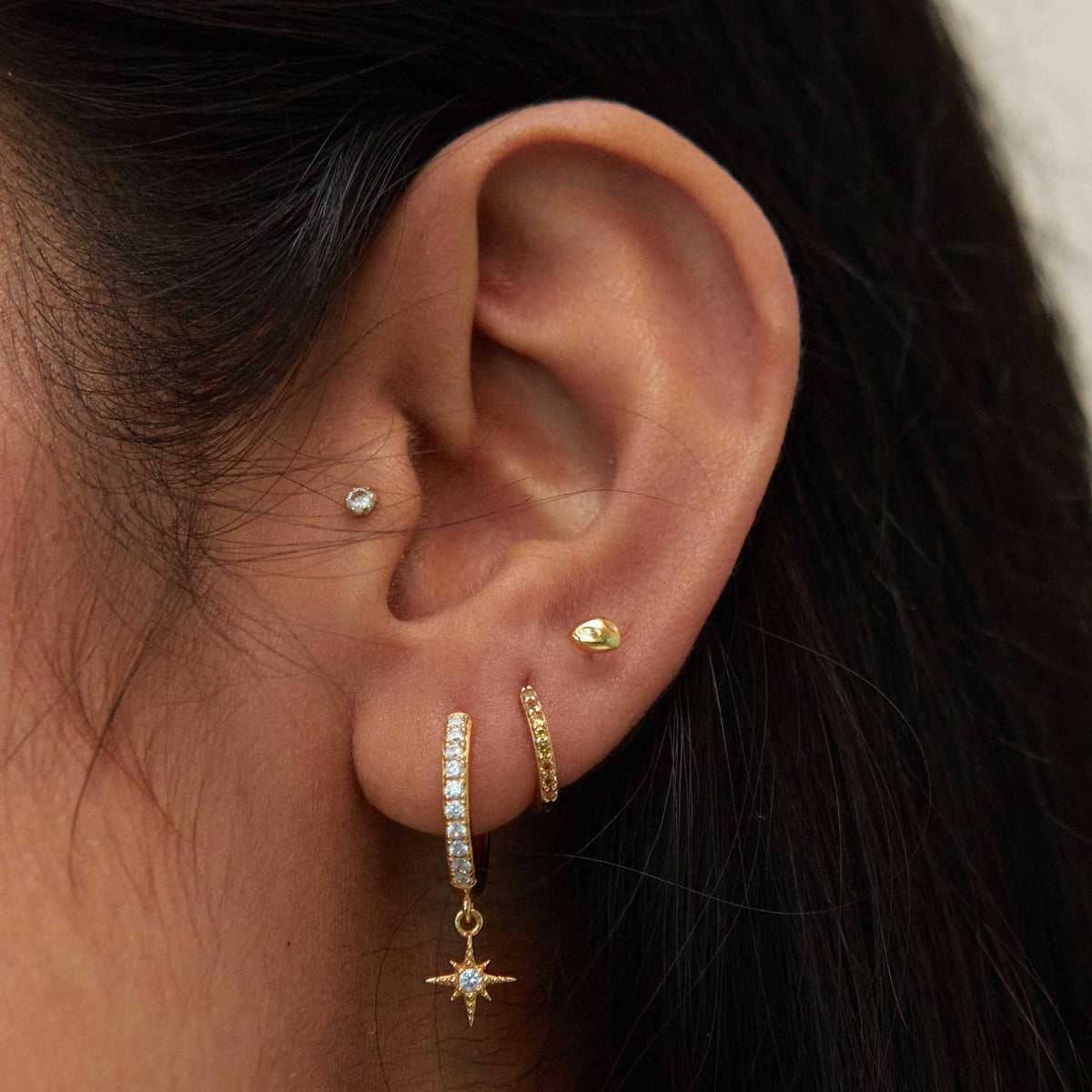 18k Gold Plated Jewellery - November Birthstone Huggies in Gold with Citrine CZ - Huggies - Astrid &amp; Miyu