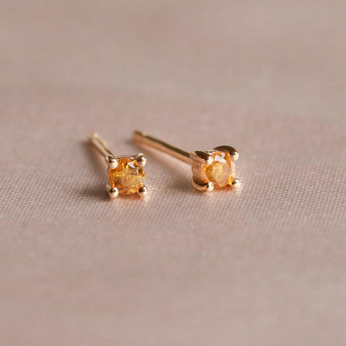 18k Gold Plated Jewellery - November Birthstone Stud Earrings in Gold with Citrine CZ - Stud Earrings - Astrid &amp; Miyu