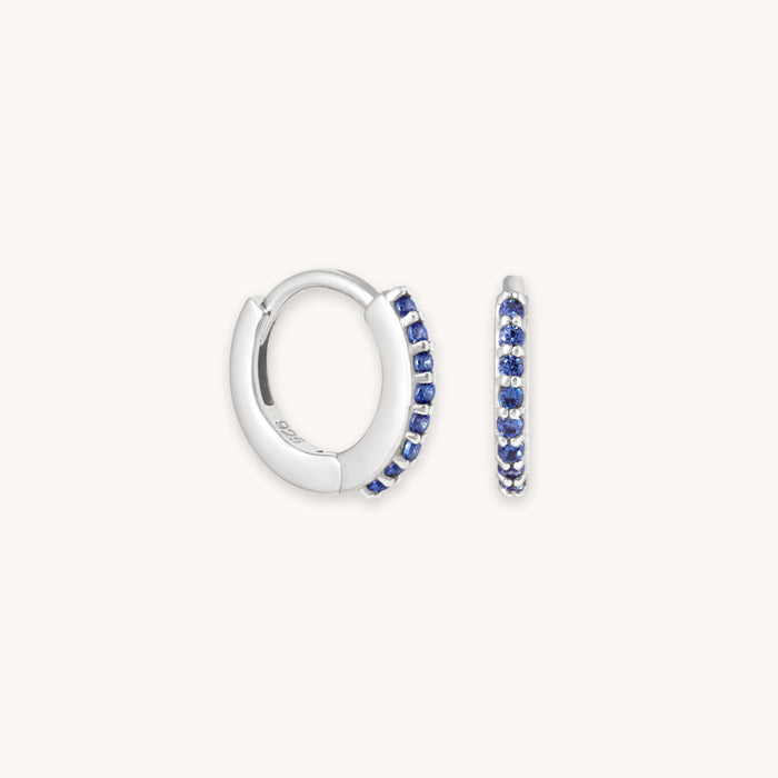 Birthstone Earrings - September Birthstone Huggies in Silver with Sapphire CZ - Huggies - Astrid &amp; Miyu