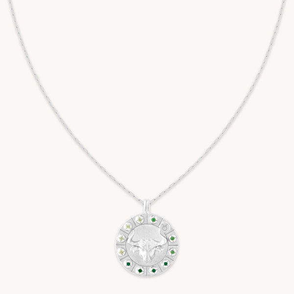 Bold Zodiac Taurus Pendant Necklace in Silver