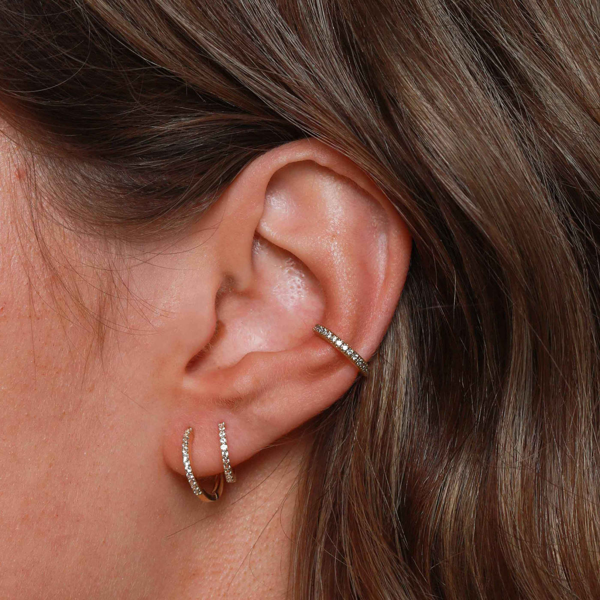 April White Topaz - Topaz Hoops in Solid Gold - Hoop Earrings - Astrid &amp; Miyu