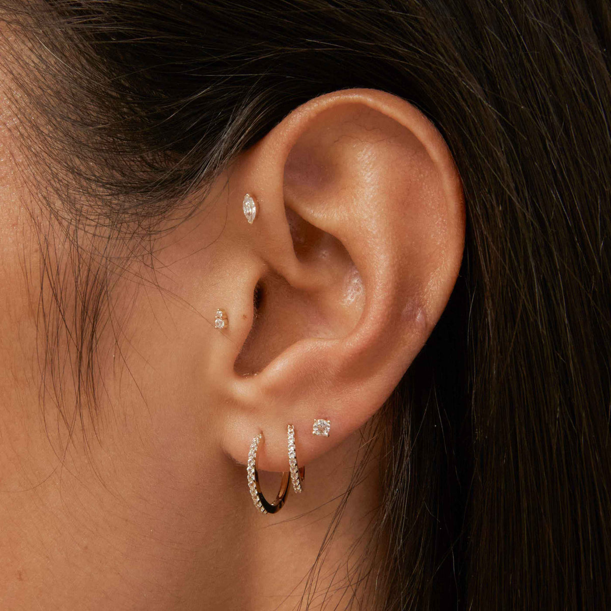 April White Topaz - Topaz Hoops in Solid Gold - Hoop Earrings - Astrid &amp; Miyu