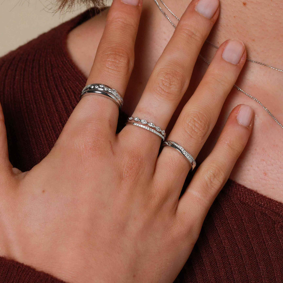 April White Topaz - Topaz Eternity Ring in Solid White Gold - Band Ring - Astrid &amp; Miyu