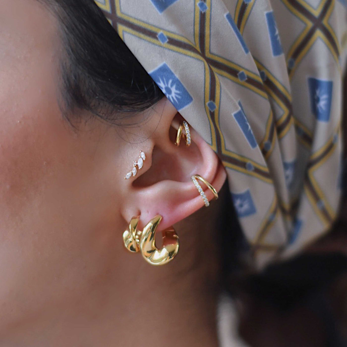 Illusion Crystal Hoop 6.5mm in Gold worn