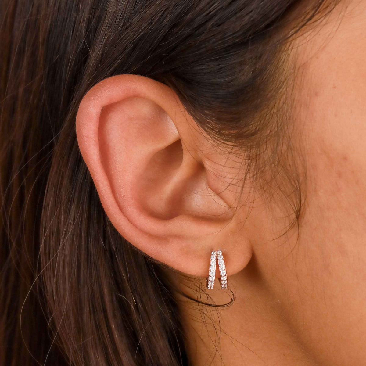 18k Rose Gold Plated Jewellery - Illusion Crystal Huggies in Rose Gold - Huggies - Astrid &amp; Miyu