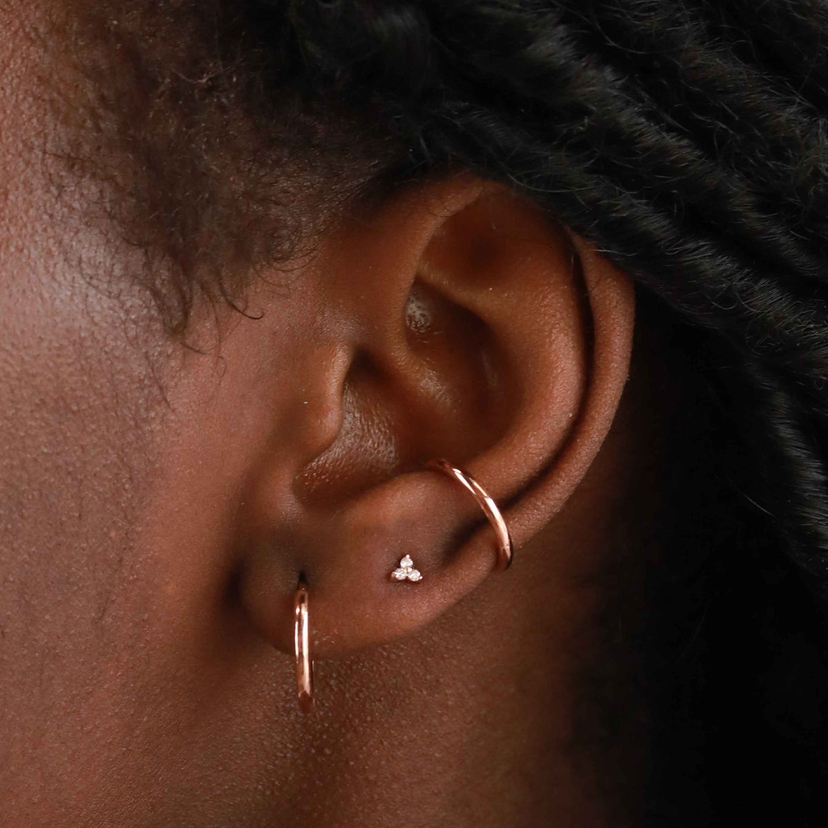 18k Rose Gold Plated Jewellery - Triple Crystal Stud Earrings in Rose Gold - Stud Earrings - Astrid &amp; Miyu
